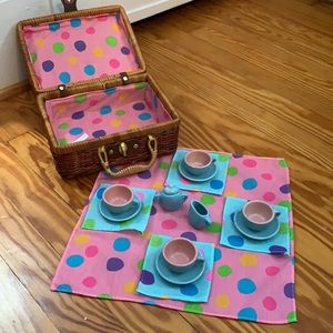 Kids play tea set with carrying case